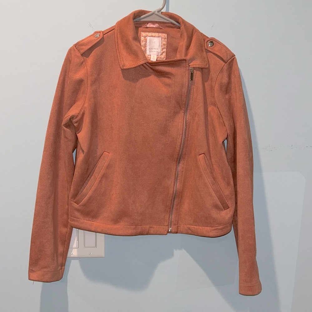 LC Lauren Conrad Faux Suede Moto Jacket Size Small